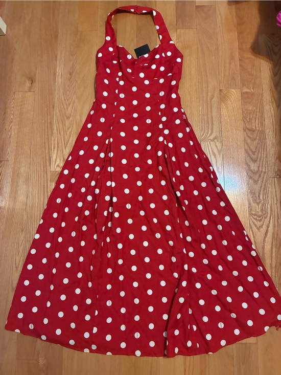 NICHOLAS Dresses & Skirts - NWT NICHOLAS Red & White Polka Dot Halter Seraphina Maxi Dress 6